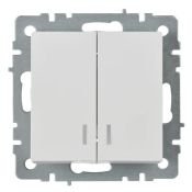 Выключатель встраиваемый двухклавишный с подсветкой IEK BRITE BR-V20-1-10-K01 ВС10-2-1-БрБ белый