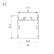 алюминиевый профиль SL-LINE-3638-LW-2000 ANOD BLACK 038445