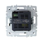 Розетка встраиваемая USB IEK BRITE A+A 3,1А BR-U21-D31-K35 РЮ10-1-БрМ маренго