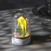 фигурка  светодиодная на батарейках «Дом и ёлка» 6х9.5х6 см, дерево, LR1130х3, свечение тёплое белое