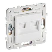 Розетка встраиваемая компьютерная двойная IEK SKANDY SK-K20-2-K01 SK-K04W RJ45 кат.6 арктический белый