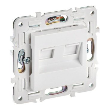 Розетка встраиваемая компьютерная двойная IEK SKANDY SK-K20-2-K01 SK-K04W RJ45 кат.6 арктический белый