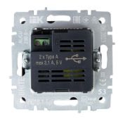 Розетка встраиваемая USB IEK BRITE A+A 3,1А BR-U21-D31-K53 РЮ10-1-БрГ графит