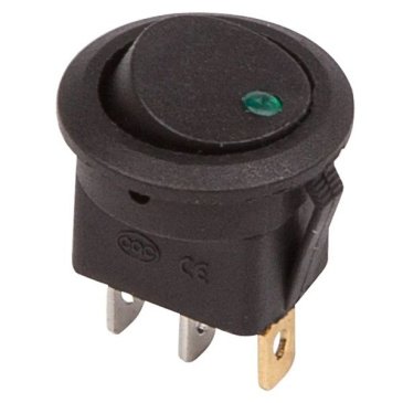 Переключатель  RWB-215 off-on, 20А, 12V, черный с зеленой подсветкой