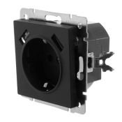 Штепсельная розетка встраиваемая WERKEL 16A 250V WL08-SKGS-USBx2-IP20 с/з, шторками и USB  черный