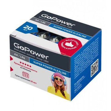 Батарейка  1.5V LR-06 AA BOX20 GoPower блок 20шт.