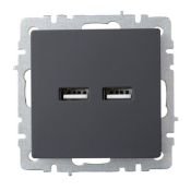 Розетка встраиваемая USB IEK BRITE A+A 3,1А BR-U21-D31-K53 РЮ10-1-БрГ графит