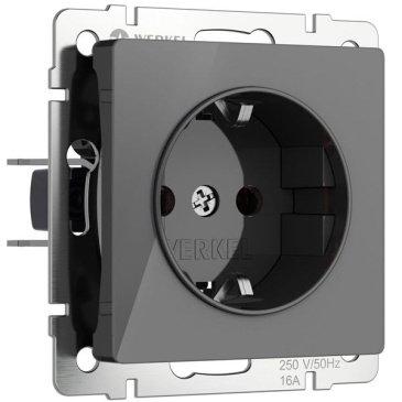 Штепсельная розетка встраиваемая WERKEL 16A 250V W1171144 IP31 с/з и шторками графит