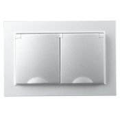 Штепсельная розетка встраиваемая двойная IEK BRITE 16А BR-R26-16-44-K47-F РСбш12-3-44-БрА с крышкой в сборе алюминий IP44
