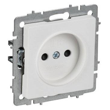 Штепсельная розетка встраиваемая IEK BRITE 10А BR-R13-10-K91 РСш10-2-БрАБ без з/к с з/ш арктический белый