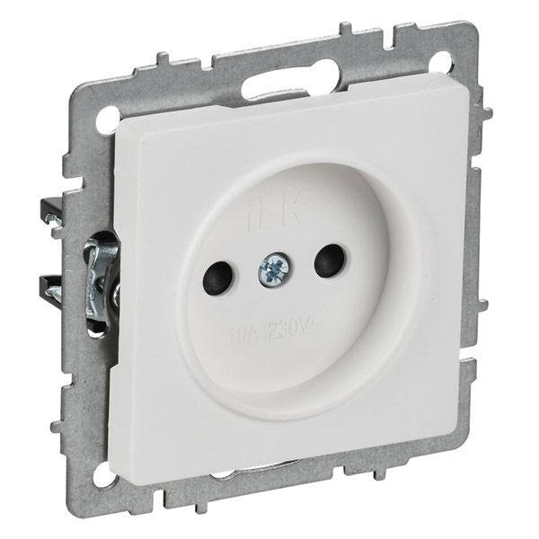 Штепсельная розетка встраиваемая IEK BRITE 10А BR-R13-10-K91 РСш10-2-БрАБ без з/к с з/ш арктический белый