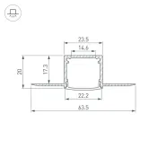 алюминиевый профиль FANTOM-W20-H20-2000 ANOD 054185