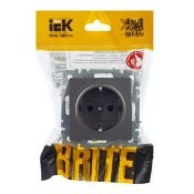 Штепсельная розетка встраиваемая IEK BRITE 16А BR-R14-16-K46 РС14-1-0-БрС с з/к и шторками сталь