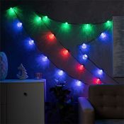 Умная гирлянда «Нить» RGB с насадками «Рифленые шарики» темная нить, управление с приложения, USB, 6.0 м., USB, 20Led, IP20