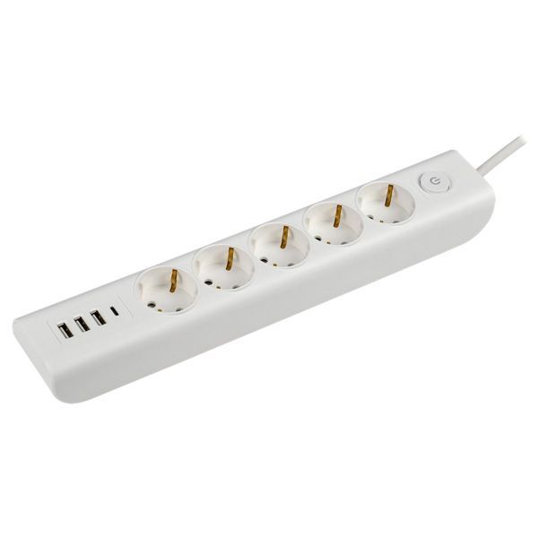 удлинитель с заземлением и выключателем MODERN и 3xUSB-A 2.0, 1xTYPE-C WYP12-16-05-02-ZKU-K01 белый