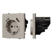 Штепсельная розетка встраиваемая Arlight SCT-NOBE-MUAA-SFPL-CA 16А 059442 с/з и USB тип A+A кашемир