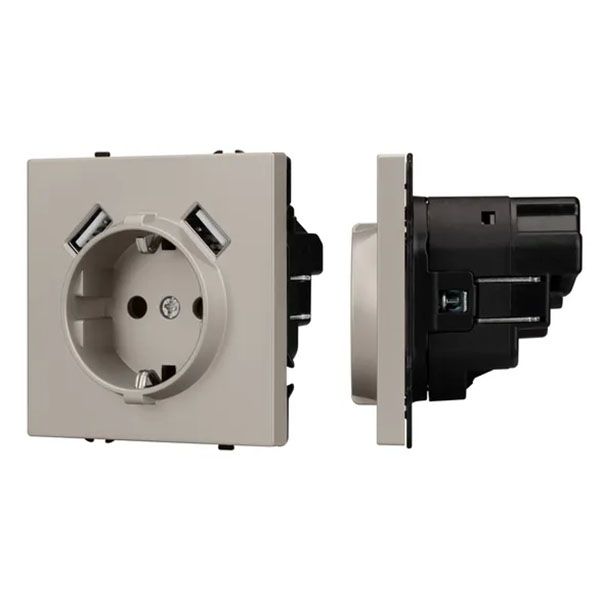 Штепсельная розетка встраиваемая Arlight SCT-NOBE-MUAA-SFPL-CA 16А 059442 с/з и USB тип A+A кашемир