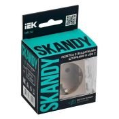 Штепсельная розетка встраиваемая IEK SKANDY 16А SK-R14-16-U14-018-K98 SK-R17Sa с з/к и шторками с USB A+C 18Вт песочный