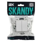 Выключатель встраиваемый двухклавишный IEK SKANDY SK-V20-0-10-K01 SK-V04W арктический белый