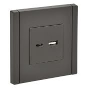 Розетка встраиваемая USB IEK FORTE&PIANO A+C 3,1А FP-U22-D31-K03 FP350 серый