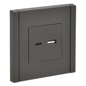 Розетка встраиваемая USB IEK FORTE&PIANO A+C 3,1А FP-U22-D31-K03 FP350 серый