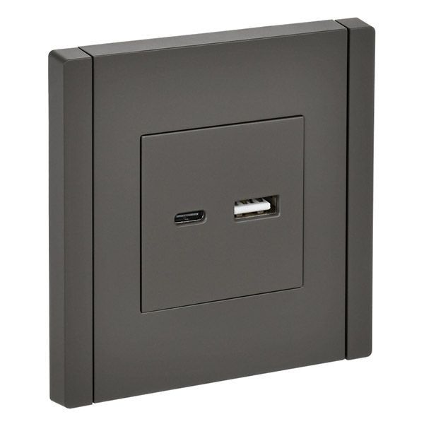 Розетка встраиваемая USB IEK FORTE&PIANO A+C 3,1А FP-U22-D31-K03 FP350 серый