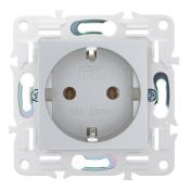 Штепсельная розетка встраиваемая IEK SKANDY 16А SK-R11-16-K23 SK-R05S с з/к без з/ш серебряный