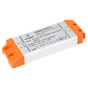 Блок питания (AC-DC) 24V   40W 021019(1) ARV-SN24040-PFC-C  IP20 пластик