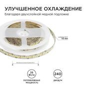 Светодиодная лента Белый теплый 2835 24V 26W/m 240Led/метр 00-303 PRO 10мм IP20 Светодиодная лента Белый теплый 2835 24V 26W/m 240Led/метр 00-303 PRO 10мм IP20