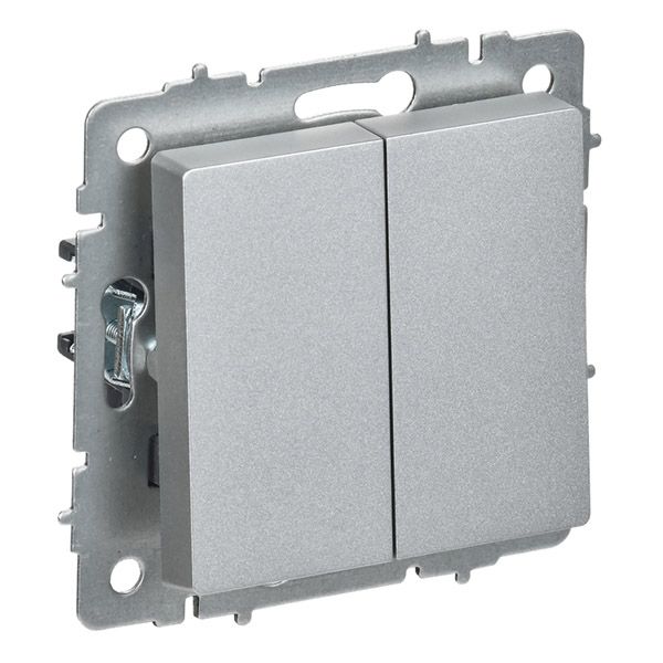 Выключатель встраиваемый двухклавишный перекрестный IEK BRITE BR-V23-0-10-K47 ВС10-2-3-БрА алюминий