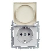 Штепсельная розетка встраиваемая IEK BRITE 16А BR-R16-16-K47 РСбш10-3-БрА с з/к и шторками с крышкой алюминий IP20