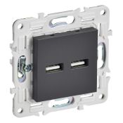 Розетка встраиваемая USB IEK SKANDY A+A 3,1А SK-U21-D31-K48 SK-R15T титан