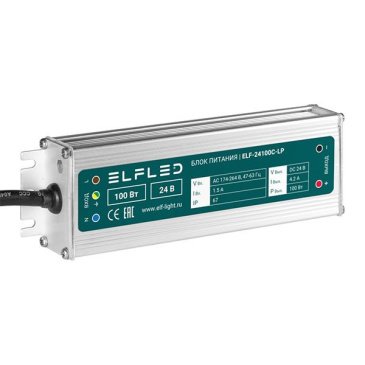 Блок питания (AC-DC) 24V 100W ELF-24100С-LP  герм IP67  металл