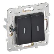 Выключатель встраиваемый двухклавишный проходной с подсветкой IEK SKANDY SK-V22-1-10-K02 SK-V10Bl черный