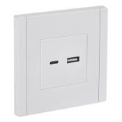 Розетка встраиваемая USB IEK FORTE&PIANO A+C 3,1А FP-U22-D31-K01 FP250 белый