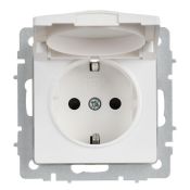 Штепсельная розетка встраиваемая IEK BRITE 16А BR-R16-16-44-K91 РСбш10-3-44-БрАБ с з/к и шторками с крышкой арктический белый IP44