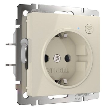 Штепсельная розетка встраиваемая WERKEL 16A 250V W1171603 с WIFI с/з с защитными шторками слоновая кость