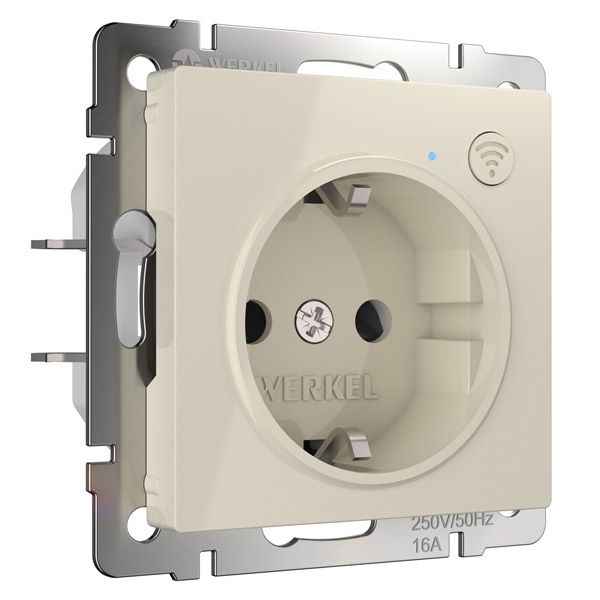 Штепсельная розетка встраиваемая WERKEL 16A 250V W1171603 с WIFI с/з с защитными шторками слоновая кость