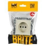 Штепсельная розетка встраиваемая IEK BRITE 10А BR-R13-10-K10 РСш10-2-БрКр без з/к с з/ш бежевый
