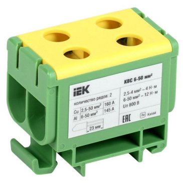 Клемма вводная силовая КВС 6-50мм2 2х-рядная PE YZN23-050-K52 IEK