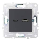 Розетка встраиваемая USB IEK SKANDY A+C 3,1А SK-U22-D31-K48 SK-R14T титан