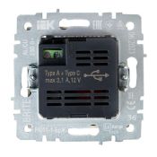 Розетка встраиваемая USB IEK BRITE A+C 18Вт BR-U22-018-K36 РЮ11-1-БрЖ жемчуг