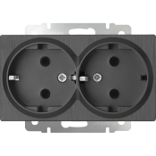 Штепсельная розетка встраиваемая двойная WERKEL 16A 250V WL04-SKG-02-IP20 / W1172004 с/з  графит рифленый