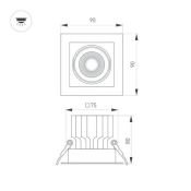 Встраиваемый светильник  12W Белый дневной 058370 MS-VORTEX-BUILT-S90x90 (BK-BK, 20 deg, 230V) IP20 поворотный прямоугольный черный