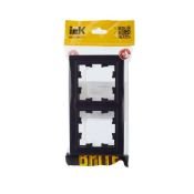 Рамка пластик 2 поста IEK BRITE BR-M22-44-K02 РУ-2-БрЧ-44 черный IP44