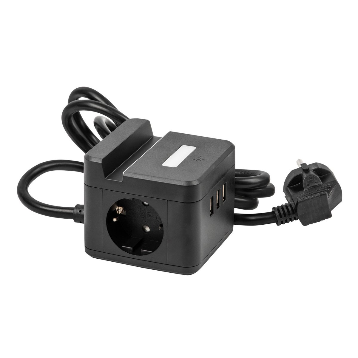 удлинитель с заземлением Uniel UL-00011252 S-GCD2-1.5SBUH BLACK 1,5м Standart