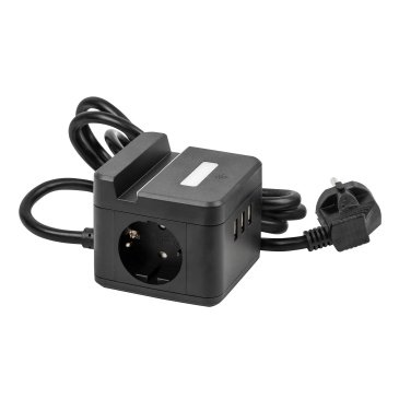 удлинитель с заземлением Uniel UL-00011252 S-GCD2-1.5SBUH BLACK 1,5м Standart