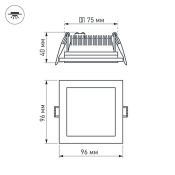 Встраиваемый светильник-панель   6W Белый теплый  015572 LT-S96x96WH стекло 220V IP20 квадратный белый