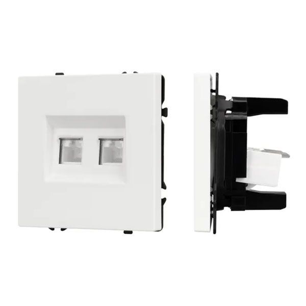 Розетка встраиваемая компьютерная двойная RJ45 кат.6 Arlight 054312 SCT-NOBE-MPC2-SFPL-WH белая