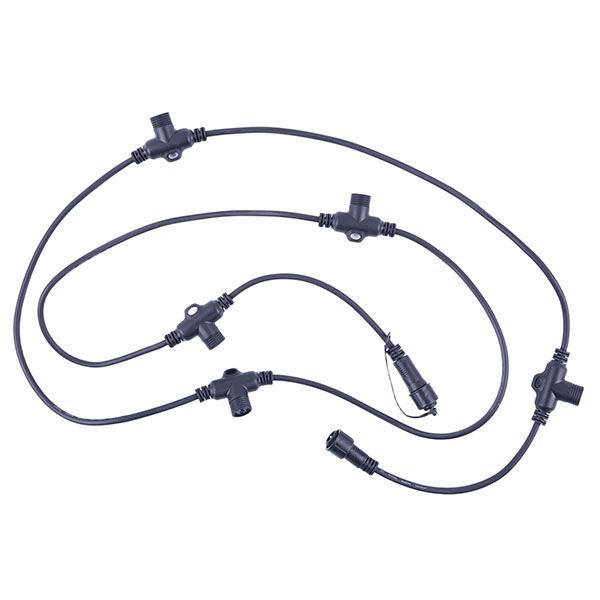 Провод-шина для гирлянд UL-00013221 UCX-F90 T05-2M-BK черный 2м, 5 Т-коннекторов, шаг 50см,статика-мерцание IP67